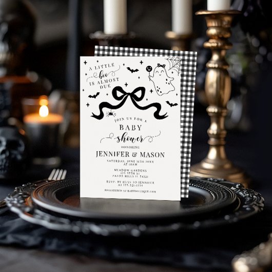 かわいいスタイリッシュ小さなブー幽霊ボウベビーガールシャワー 招待状