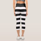 かわいいスタイリッシュ白黒のストライプ カプリレギンス (裏面)