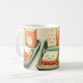 かわいいスタイルで描かれた給食トレイ コーヒーマグカップ (正面左)