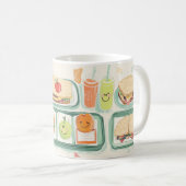 かわいいスタイルで描かれた給食トレイ コーヒーマグカップ (正面右)