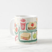 かわいいスタイルで描かれた給食トレイ コーヒーマグカップ (正面左)