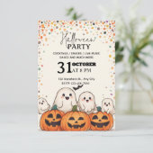 かわいいスタイルのハロウィンパーティー招待状 - 編集可能 招待状 (スタンド正面)