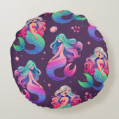 かわいいスタイルメルメイドシームレスパープル ラウンドクッション (裏面)