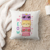 かわいいスタックねこサングラス Meow クッション (ブランケット)