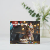 かわいいスタッフォードシャーブルテリアの誕生日デザイン ポストカード (スタンド正面)