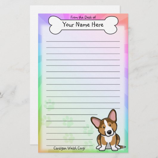 かわいいスタブルカーディガンウェルシュコーギー文房具 便箋 (正面/裏面)