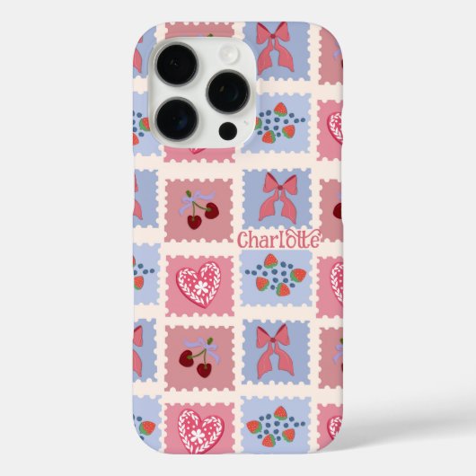 かわいいスタンプ ハート リボン チェリー Case-Mate iPhoneケース (裏面)