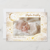 かわいいスターズムーンシナ生まれたばかりのル写真誕生 案内状 (正面)