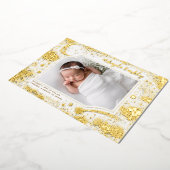 かわいいスターズムーンシナ生まれたばかりのル写真誕生 箔招待状 (回転した状態)