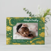 かわいいスターズムーンシナ生まれたばかりのル写真誕生 箔招待状 (立ち正面)