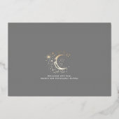 かわいいスターズムーンシナ生まれたばかりのル写真誕生 箔招待状 (裏面)