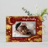 かわいいスターズムーンシナ生まれたばかりのル写真誕生 箔招待状 (立ち正面)