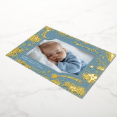 かわいいスターズムーンシナ生まれたばかりのル写真誕生 箔招待状 (回転した状態)