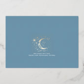 かわいいスターズムーンシナ生まれたばかりのル写真誕生 箔招待状 (裏面)