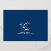 かわいいスターズムーンシナ生まれたばかりのル写真誕生 箔招待状 (裏面)