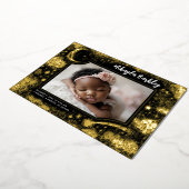 かわいいスターズムーンシナ生まれたばかりのル写真誕生 箔招待状 (回転した状態)