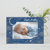 かわいいスターズムーンシレ生まれたばかりのンタリーボーイフォト誕生 案内状 (スタンド正面)