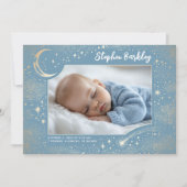 かわいいスターズムーンシレ生まれたばかりのンタリーボーイフォト誕生 案内状 (正面)