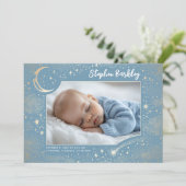かわいいスターズムーンシレ生まれたばかりのンタリーボーイフォト誕生 案内状 (スタンド正面)