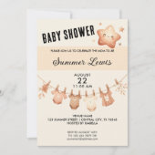 かわいいスターベビーシャワー – 衣料品ライン招待状 招待状 (正面)