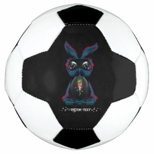かわいいスターライトアイズバニーでヨガポーズ瞑想 サッカーボール