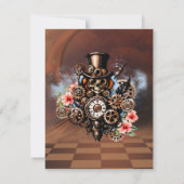 かわいいスチームパンクの女性 サンキューカード (裏面)