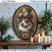 かわいいスチームパンクの蝶の犬の肖像画CQ1デコパージュ 薄葉紙