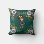 かわいいスチームパンクガールピンキーかわいいチビ（小さくかわいく書いた感じ）by LeahG クッション (正面)