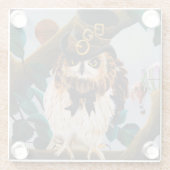 かわいいスチームパンクトップハットフクロウ ガラスコースター (裏面)