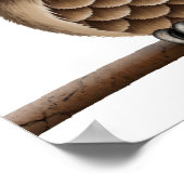 かわいいスチームパンクフクロウと枝（オン・ホワイト） ポスター (角)