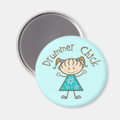 かわいいスティックガールドラマー マグネット (正面/裏面)