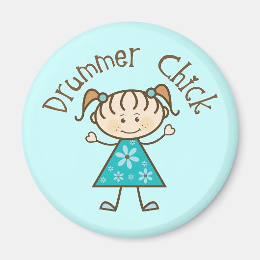 かわいいスティックガールドラマー マグネット (正面)