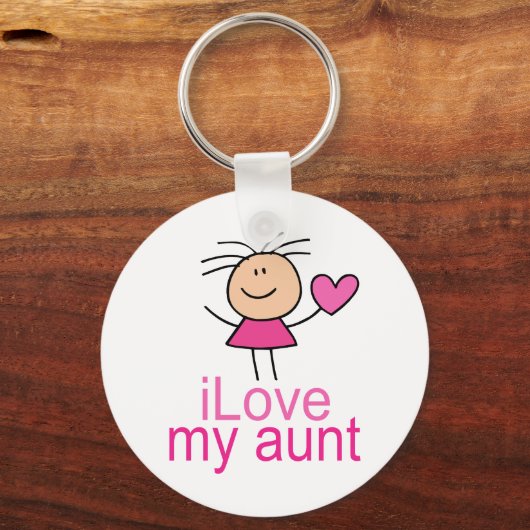 かわいいスティックガール私の叔母の贈り物を愛 キーホルダー (正面)