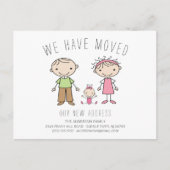 かわいいスティックフィギュアファミリー引っ越し案内 案内ポストカード (正面)