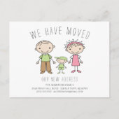 かわいいスティックフィギュアファミリー引っ越し案内 案内ポストカード (正面)