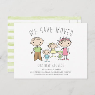 かわいいスティックフィギュアファミリー引っ越し案内 案内ポストカード