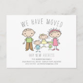 かわいいスティックフィギュアファミリー引っ越し案内 案内ポストカード (正面)