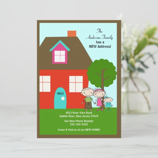 かわいいスティックフィギュアファミリー~動くアナウンス 招待状 (スタンド正面)