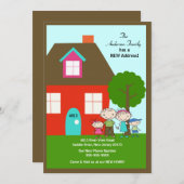 かわいいスティックフィギュアファミリー～動くアナウンス 招待状 (正面/裏面)