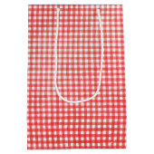 かわいいスティックフィギュア女の子と誕生日ブーケ ミディアムペーパーバッグ (裏面)