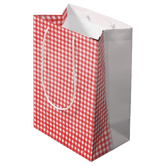 かわいいスティックフィギュア女の子と誕生日ブーケ ミディアムペーパーバッグ (裏面アングル)