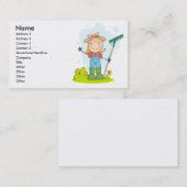 かわいいスティックフィギュア女の子ガーデナー農家 名刺 (正面/裏面)