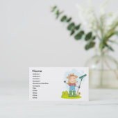 かわいいスティックフィギュア女の子ガーデナー農家 名刺 (スタンド正面)
