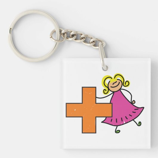 かわいいスティックフィギュア(プラス記号付き) キーホルダー (正面)