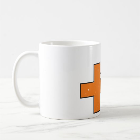 かわいいスティックフィギュア（プラス記号付き） コーヒーマグカップ (左)