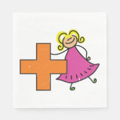 かわいいスティックフィギュア(プラス記号付き) スタンダードランチョンナプキン (正面)