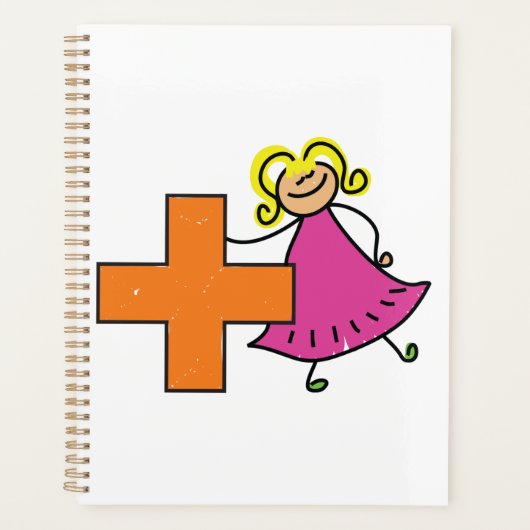 かわいいスティックフィギュア（プラス記号付き） プランナー手帳 (正面)