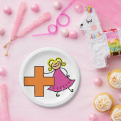 かわいいスティックフィギュア（プラス記号付き） ペーパープレート (パーティー)