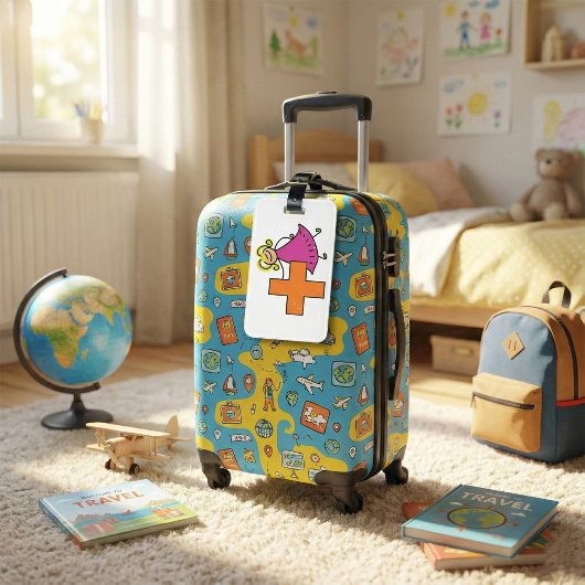 かわいいスティックフィギュア（プラス記号付き） ラゲッジタグ