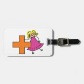 かわいいスティックフィギュア(プラス記号付き) ラゲッジタグ (正面横)